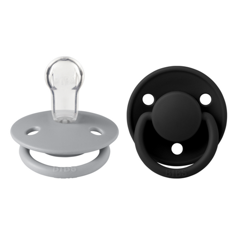 BIBS - Set 2 suzete De Lux Silicon, tetina rotunda, marime universala-Cloud/Black