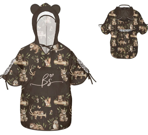 Pelerina de Ploaie pentru Copii, Poncho pentru ploaie 1,5-8 ani, Happy Bear dark