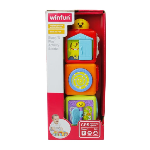 Set 3 cuburi, activitate cu ferestre glisante si oglinda, Winfun