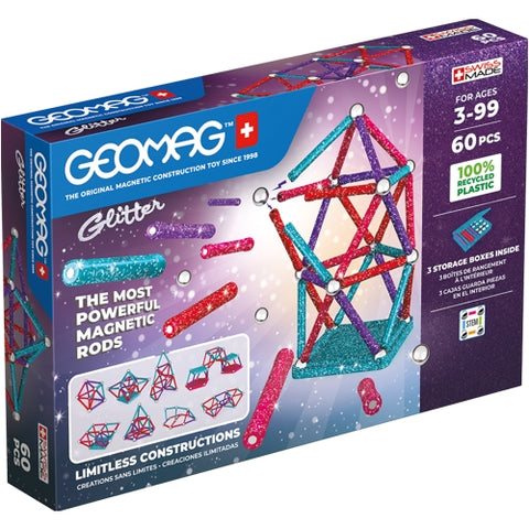 Geomag - Set de Constructie Magnetic Glitter Panels  536, 60 piese