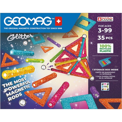 Geomag - Set de Constructie Magnetic Glitter Panels 535, 35 piese