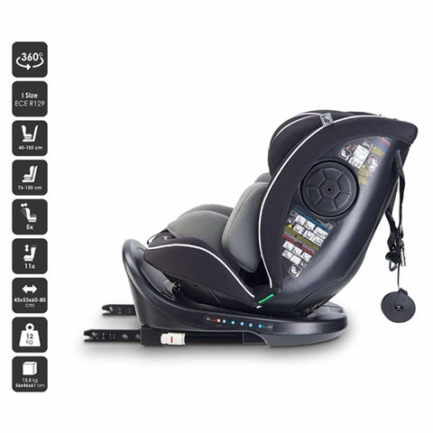 BabyGo - Scaun Auto Nova2 Rotativ BabyGo, Black, 40 -150 cm, Certificat R129 0-36 kg