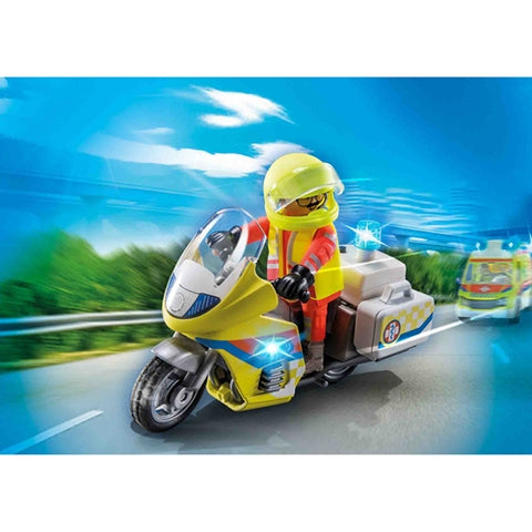 Playmobil  - Set de Constructie Playmobil Motocicleta Galbena Cu Lumini