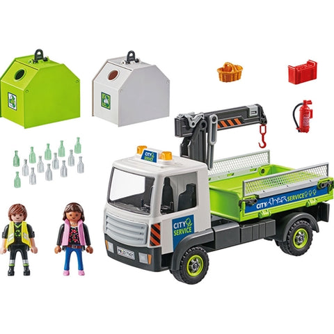 Playmobil  - Set de Constructie Playmobil Camion De Reciclare Sticla Cu Container