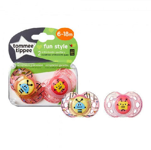 Tommee Tippee - Suzete Ortodontice de Zi Fun 6-18 Luni 2 Bucati