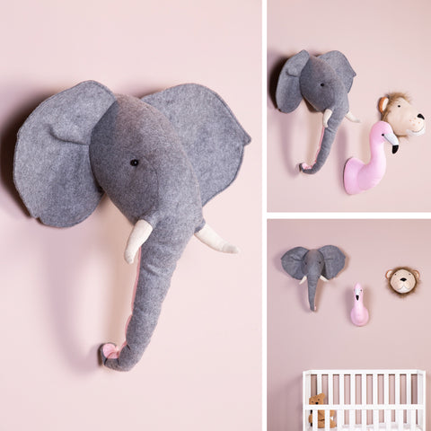 Decoratiune perete Childhome 15x28x36 cm, Elefant