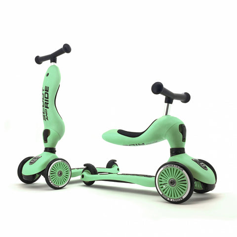 Trotineta copii cu sezut, transformabila 2in1, HighwayKick 1 Kiwi, 1-5 ani, pana la 50 kg, Scoot Ride