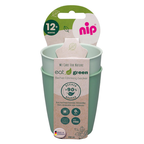 Set 2 pahare de baut Eat Green pentru bebelusi, din plastic bio, lavabile in masina de spalat vase, 12+ luni, nip 37067