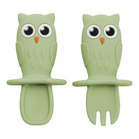 Set Tacamuri din silicon, AppeKids, OWL - Raw Green