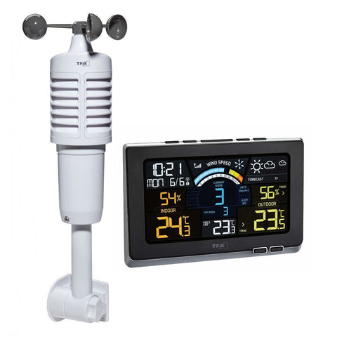 Statie meteo digitala Spring Breeze cu senzor extern wireless de temperatura, umiditate, viteza vant TFA 35.1140.01