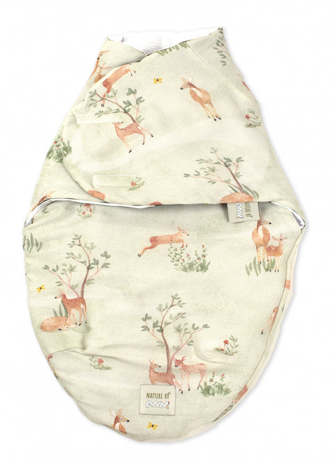 Sistem de infasare Bambus, Inchidere Velcro, Baby swaddle, Caprioare + Cadou Rucsacel