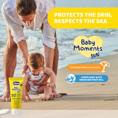 Crema protectie solara Chicco Baby Moments SPF 50+, 75 ml, 0 luni+