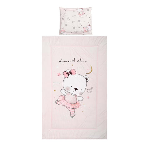 Set lenjerie pat 3 piese, bumbac ranforce, Cosy, Pink Ballerina Bear