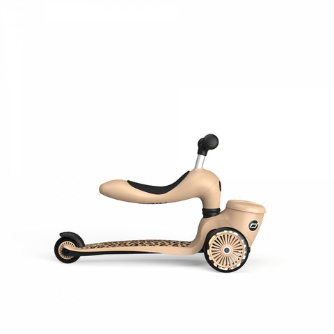 Trotineta copii cu sezut, suport jucarie, transformabila 2in1, HighwayKick 1 Lifestyle Leopard, 1-5 ani, pana la 50 kg, Scoot Ride