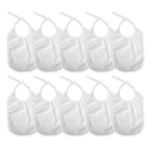 Set 10 bavete bumbac, rezistente la apa, White, alb