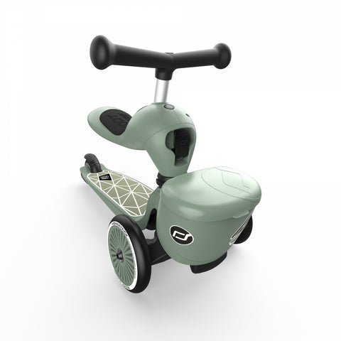 Trotineta copii cu sezut, suport jucarie, transformabila 2in1, HighwayKick 1 Lifestyle Greenlines, 1-5 ani, pana la 50 kg, Scoot Ride