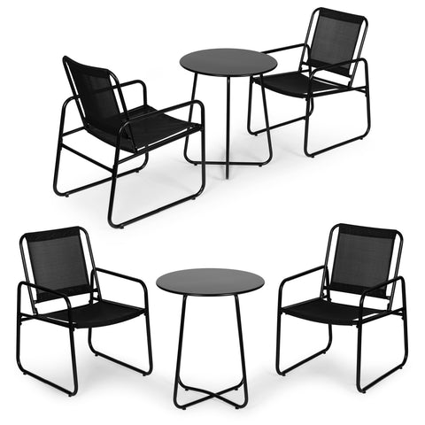 Set Mobilier pentru Gradina cu 3 Piese, 2 Scaune si o Masuta de cafea, din Metal, Modern Home, FR-ITS053, Negru