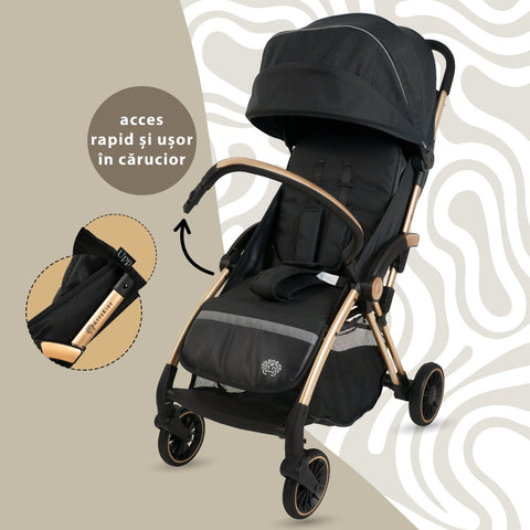 Carucior Sport AppeKids – Upp – Ultracompact, Pliere automata, De la nastere la 22kg - Jet Black