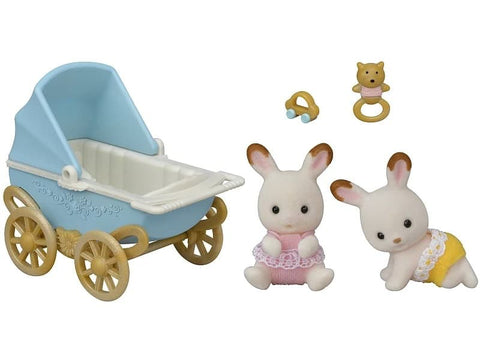 Sylvanian Families-Set Carucior Iepurasi Gemeni