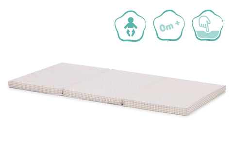 Saltea pliabila beige carouri 120/60/4 cm. Fillikid