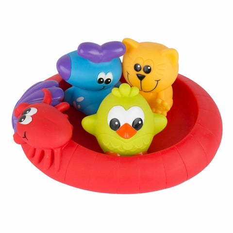 Set 3 animalute de baie si barca plutitoare, Playgro