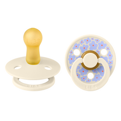 Bibs - Set 2 suzete Colour Studio Collection Flower Latex, tetina rotundă, 6 luni+-Ivory