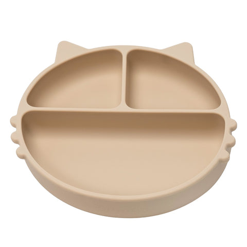 Farfurie compartimentata din silicon cu ventuza, AppeKids - Kitty - Bubble Beige