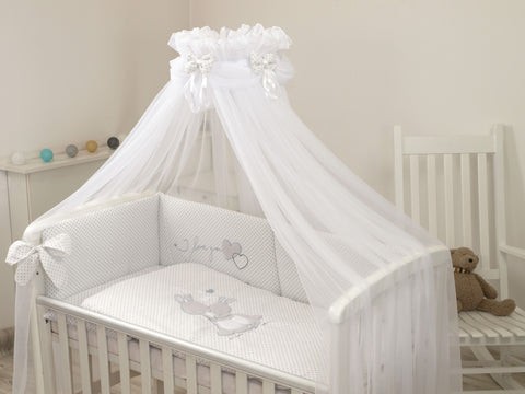 Baldachin din tul, Sweet Dreams Alb, 600x160 cm, suport prindere inclus