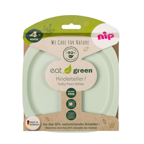 Set 2 farfurii intinse Eat Green pentru mancarea copiilor, din plastic bio, lavabile in masina de spalat vase, 4+ luni, nip 37068