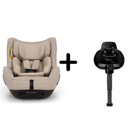 Nuna - Set Scaun auto rotativ i-Size TODL next Biscotti, 40-105 cm + Baza isofix BASE next i-Size pentru TODL next, testat ADAC