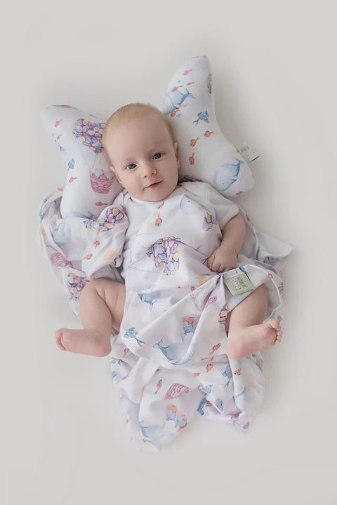 Sac de dormit Nature Bamboo by Amy din Bambus cu umplutura antialergica BabySoft + Cadou Rucsacel Cer 62 cm, 0-3 luni