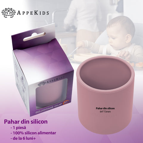 Pahar din silicon, AppeKids - Old Rose