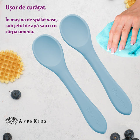 Set Lingurite din silicon, AppeKids - Aqua Blue