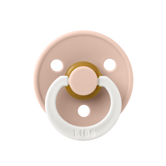 Bibs - Suzeta fosforescentă Colour GLOW Latex, tetina rotundă, 0 luni +-Blush