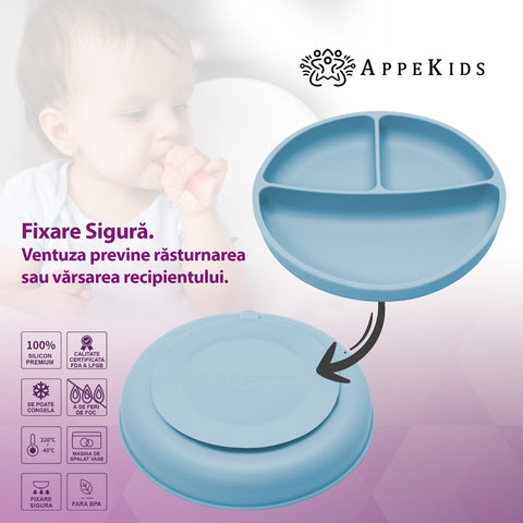 Set Diversificare, AppeKids, 100% Silicon, Classic - Aqua Blue