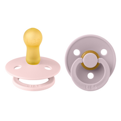 Bibs - Set 2 suzete Colour Latex, tetina rotundă, 6 luni +-Blossom/Dusky Lilac
