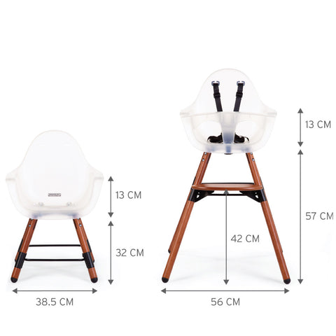 Scaun de masa reglabil in inaltime Childhome Evolu 2 Natural inchis Alb transparent