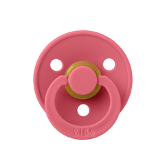 Bibs - Suzeta Colour Latex, tetina rotundă, 0 luni +-Coral