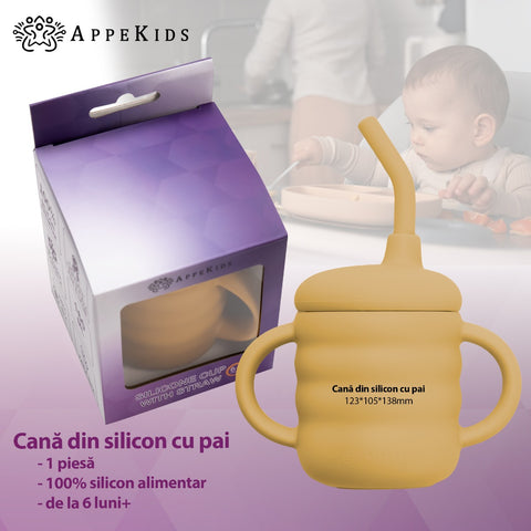 Cana din silicon cu pai, AppeKids - Honey