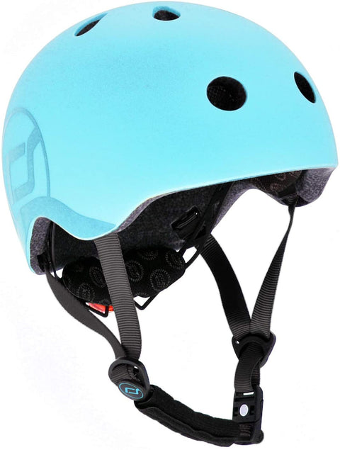 Casca de protectie pentru copii, sistem de reglare magnetic cu led, S-M, 51-55 cm, 3 ani+, Blueberry, Scoot Ride