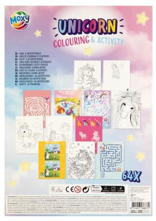 Carte cu activitati de colorat, unicorni, A4, 64 pag, Moxy