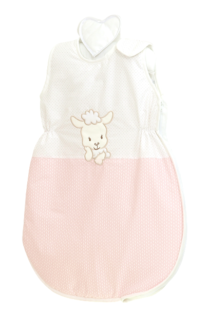 Sac de dormit fara maneci, broderie Oita Bumbac Roz 80 cm, 74x50 cm, Amy