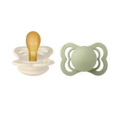 Bibs - Set 2 suzete Supreme Latex, tetina simetrica, 0 luni +-Ivory/Sage