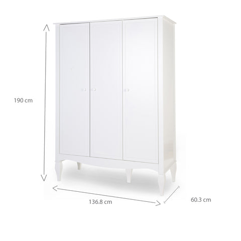 Dulap Childhome Romantic 136.8x60.3x190 cm, MDF Alb