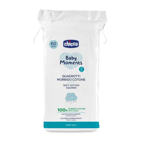 Dischete bumbac Chicco Baby Moments Baby Skin pentru igiena zilnica, 60buc, 0luni+