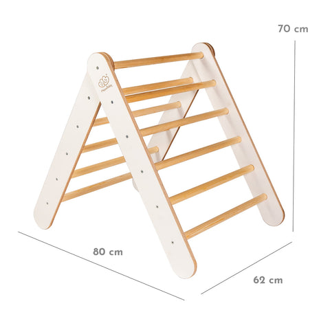 Scara din lemn pentru copii - Triunghi de catarare tip Pikler Montessori, Alb, MeowBaby