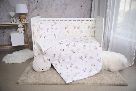 Set lenjerie pat 60 x 120, Smile, bumbac ranforce,, Beige Bunnies