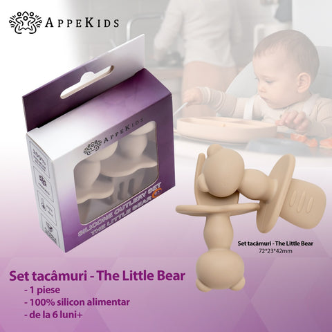 Set Tacamuri din silicon, AppeKids, The Little Bear, Bubble Beige