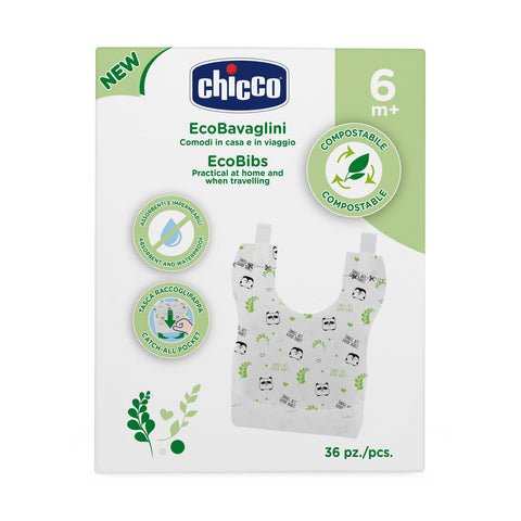 Bavete ecologice si impermeabile Chicco de unica folosinta, 36buc, 6luni+