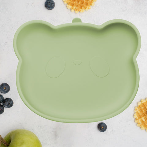 Farfurie din silicon cu ventuza, AppeKids, The Little Bear - Raw Green